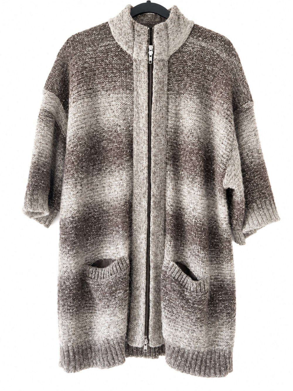 CHICO'S Wool Blend Ombre Zip Front Cardigan Sweater Size 3